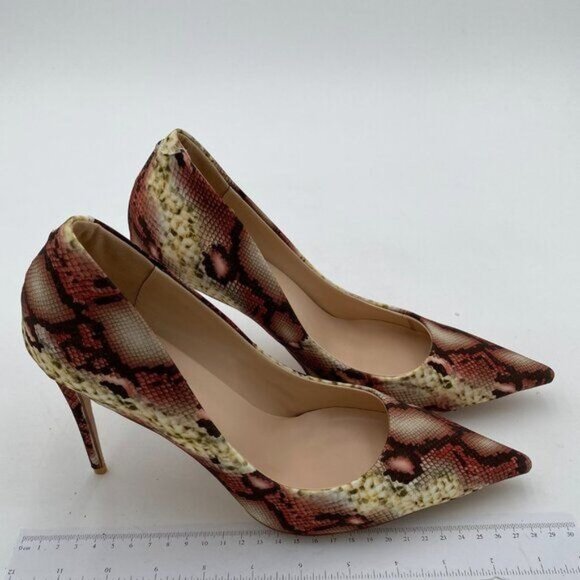 FSJ Women Classic Pointed Toe Snakeskin High Heels Pumps Slip on Stiletto - Picture 4 of 8